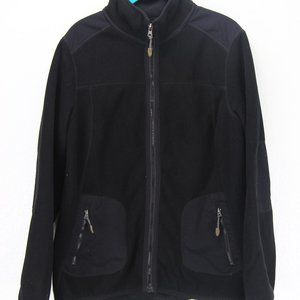 Green Tea Women's Full Zip Black Fleece Jacket